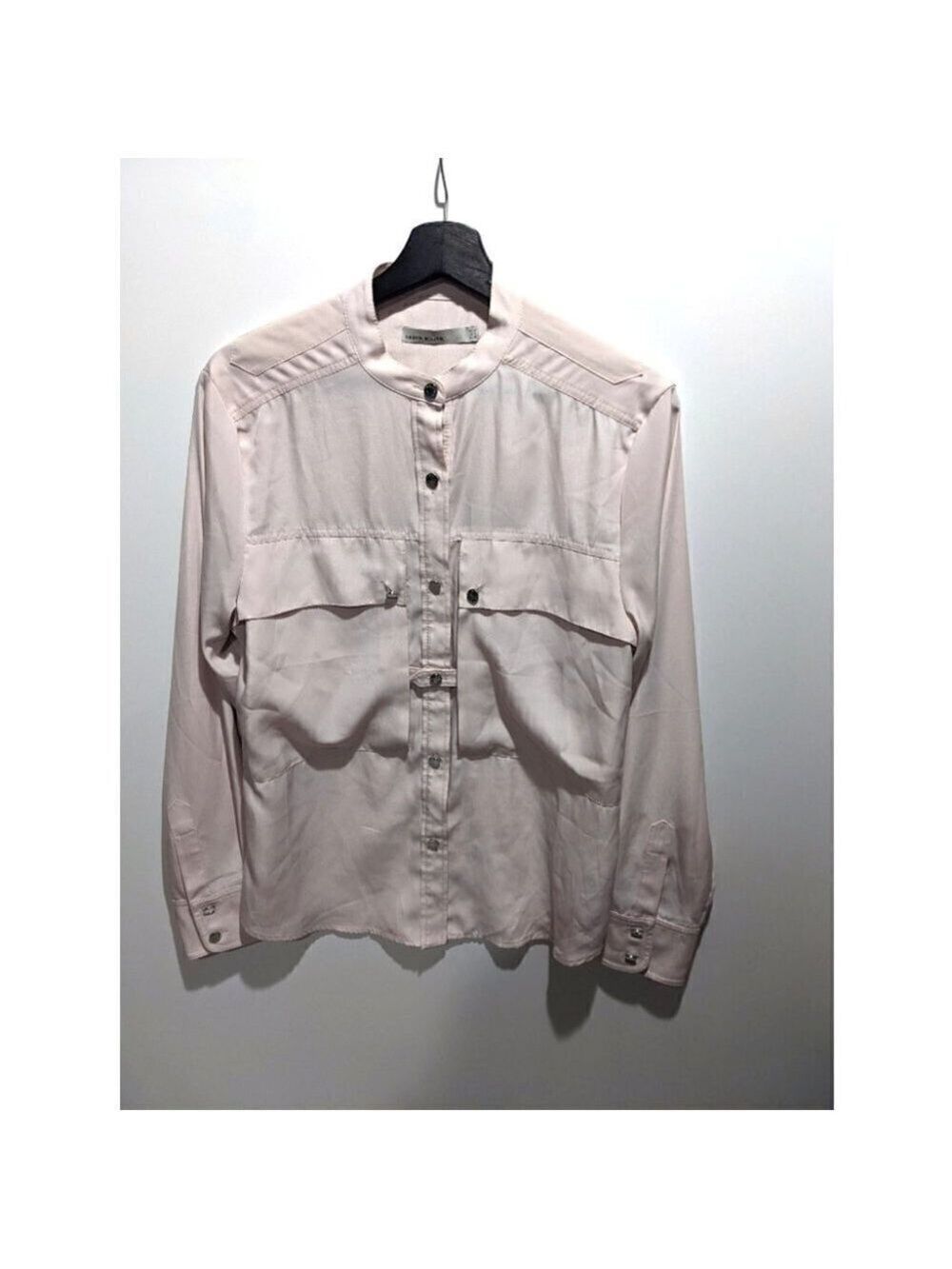 KAREN Millen | Satin Utility Shirt in Blush Pink